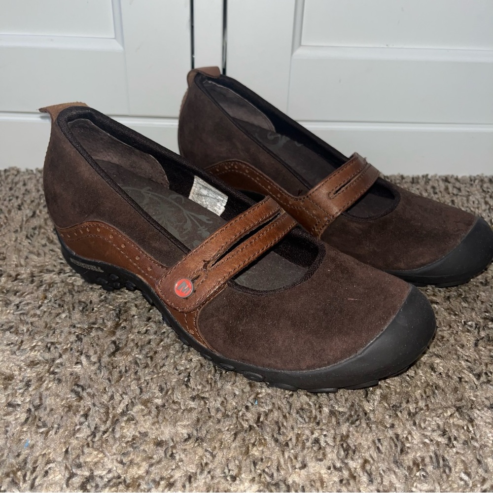 Merrell Plaza Bandeau Espresso Leather Mary Jane Shoes Sz 6 Comfort Slip on
